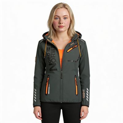 7. Geographical Norway Reine Ass A EO DB 007 W Softshelljacke WU8184F/GNO-Dunkelgrau/Orange