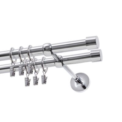 Doppelte Gardinenstange Ø 19 mm Chrom 160 cm LUNA mit Ringen KOWALSKI