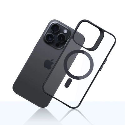 9. 3mk Satin Armor MagCase Hülle mit MagSafe für iPhone 14 Pro Max – transparent mit schwarzem Rahmen