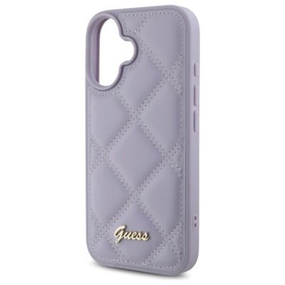 6. Guess Quilted Metal Logo Hülle für iPhone 16 – Hellviolett