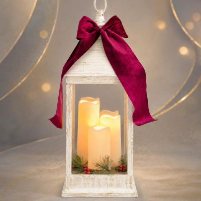 5. LED-Adventslaterne, 60 cm, 3 Kerzen, weiß