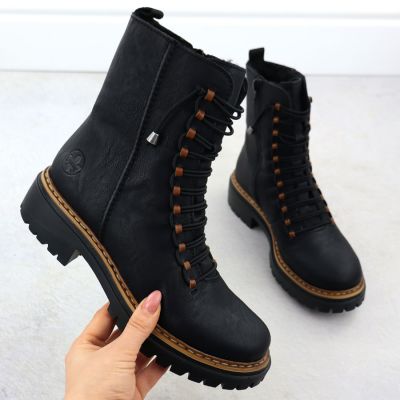 2. Damen-Winterstiefel im Worker-Stil, schwarz, Rieker 72653-00