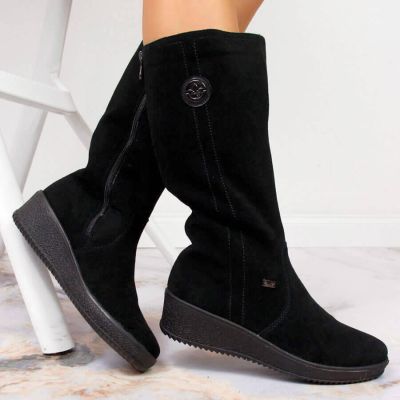 7. Rieker W R237 wasserdichte Nubukstiefel mit Schaffellfutter