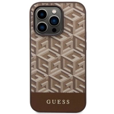 3. Guess GUHMP14LHGCFSEW iPhone 14 Pro 6,1" braun/braune Hartschale GCube Stripes MagSafe
