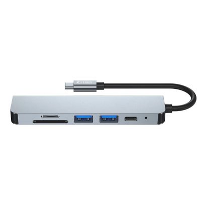 6. HUB Tech-Protect V4 6in1 USB-C – USB-A 3.0 / USB-A 2.0 / USB-C / HDMI / Micro SD / TF / SD-Kartenleser – Grau