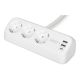 Digitus 3-fach-Steckdosenleiste fürs Büro mit 2 USB-A- und 1 USB-C-Anschluss, Weiß