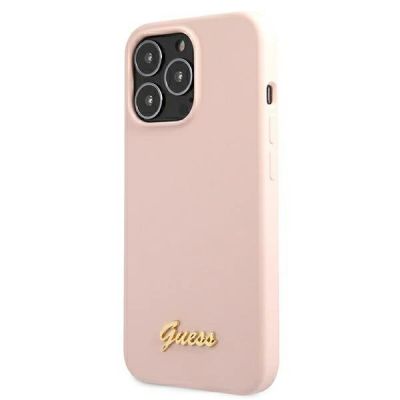 3. Guess GUHMP13LLSLMGLP iPhone 13 Pro / 13 6.1" Hellrosa/Hellrosa Hardcase Silikonschrift Gold Logo Magsafe