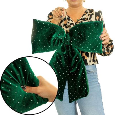 14. Grüne Dekoschleife 39x50cm Glimmer