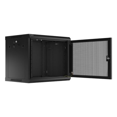 2. Wandregalschrank 19" 9U 600X450 SCHWARZ PERFORIERT TÜR LANBERG (FLAT PACK)