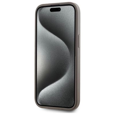 5. DKNY Leather Checkered Mono Pattern MagSafe-Hülle für iPhone 15 Plus – Beige