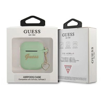 3. Guess GUA2LSCHSN AirPods decken grüne/grüne Silikon-Charm-Herzkollektion ab