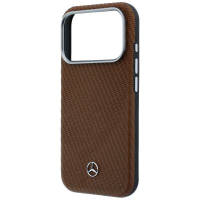 6. Mercedes Leder-Halbhülle in Holzoptik mit MagSafe-Funktion für iPhone 17 Pro – Braun