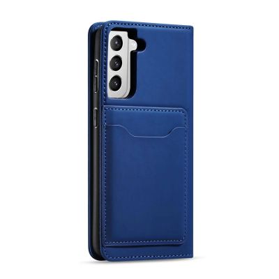 7. Magnetkartenhülle Hülle für Samsung Galaxy S22+ (S22 Plus) Tasche Geldbörse Kartenhalter Blau