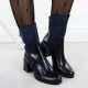 6. Damen-Lack-Stiefeletten mit Blockabsatz, blau M.Daszyński SA269-1