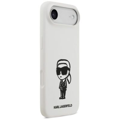 4. Karl Lagerfeld Silikonhülle mit Karl-Skizze und Logo (MagSafe) für iPhone 17 Air – Weiß