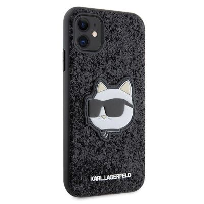 4. Karl Lagerfeld KLHCN61G2CPK iPhone 11 / Xr 6,1" schwarz/schwarzes Hartschalenetui mit glitzerndem Choupette-Patch