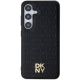 3. DKNY Leather Pattern Metal Logo MagSafe-Hülle für Samsung Galaxy S24 – Schwarz