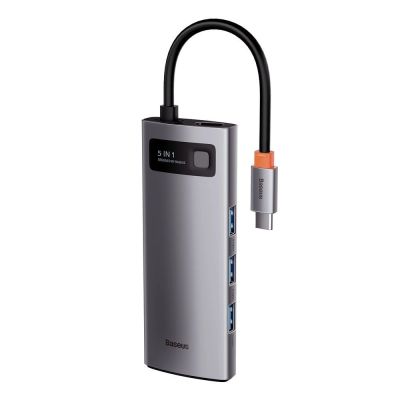 8. Baseus Metal Gleam Series 5-in-1 Multifunktions-HUB USB Typ C - USB Typ C Stromversorgung 100 W / HDMI 4K 30 Hz / 3x USB 3.2 Gen 1 (CAHUB-CX0G)