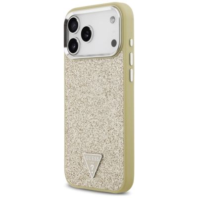 2. Guess Glitter Triangle Logo MagSafe Hülle für iPhone 17 Pro Max - Gold