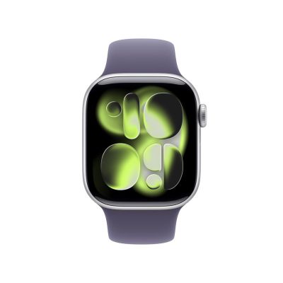2. Apple Watch Series 11 GPS 42 mm Silbernes Aluminiumgehäuse mit Sportarmband in Lila Nebelgrau - M/L