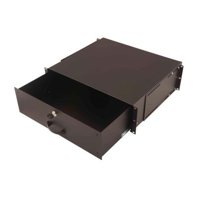 2. NWSZ 19" 3HE Digitus abschließbare Schublade, schwarz RAL 9005