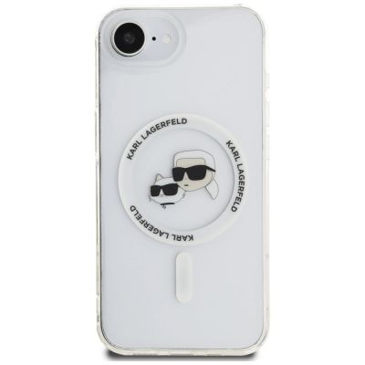 3. Karl Lagerfeld IML Metal Karl & Choupette Heads MagSafe iPhone 16e Hülle - Weiß