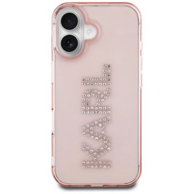 3. Karl Lagerfeld IML Strass Logo iPhone 16 Hülle - Rosa