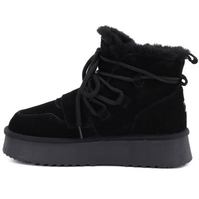 2. Damen-Ankle-Boots aus Leder mit Plateausohle, Wildleder, schwarz, Big Star UU274314