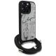 3. Karl Lagerfeld Crossbody-Hülle mit genarbtem Muster und Logo für iPhone 16 Pro Max – Grau