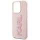6. Karl Lagerfeld 3D Rubber Glitter Logo Hülle für iPhone 15 Pro – Rosa