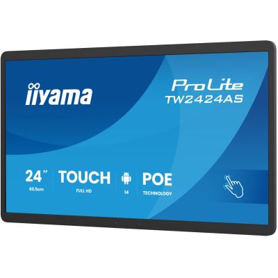 3. iiyama TW2424AS-B3P Digital Signage-Display, interaktives Flachbildschirm-Display, 60,5 cm (23,8 Zoll), Wi-Fi, 450 cd/m² Full HD, schwarzer Touchscreen, integrierter Prozessor, Android, 24/7-Betrieb