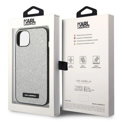 8. Karl Lagerfeld KLHCP14MG2ELS iPhone 14 Plus 6.7" Hardcase Silber / Silber Glitter Plaque Logo