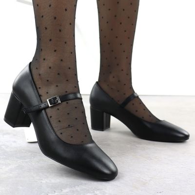 7. Schwarze Sergio Leone PB176 Pumps mit niedrigem Absatz und Riemen