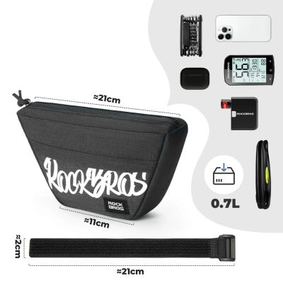 2. Rockbros G011 Flash Journey Lenkertasche – Trapezförmig, Schwarz