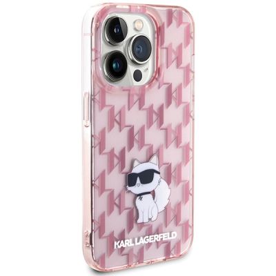 4. Karl Lagerfeld Monogram Choupette Hülle für iPhone 15 Pro Max – Rosa