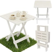ZUSAMMENKLAPPBARER GARTENTISCH AUS KUNSTSTOFF 44x44x50CM WEISS