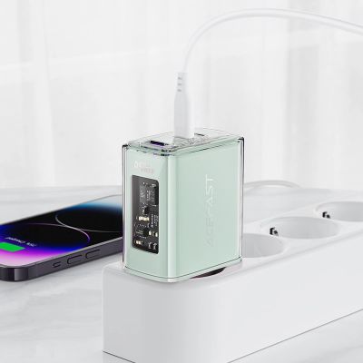 6. Acefast Ladegerät GaN 65W 3 Ports (1xUSB, 2xUSB C) grau (A45)