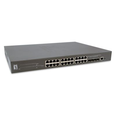5. LevelOne GB/L3 28-Port 19" 400W 10Gbps Managed PoE+ Switch