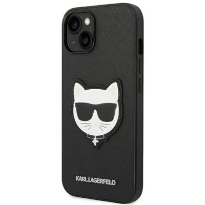2. Karl Lagerfeld Saffiano Choupette Head Patch Case für iPhone 14 Plus – Schwarz