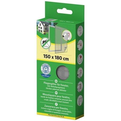 10. Moskitonetzfenster 150 x 180 cm, weißes Polyester + Klettband
