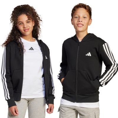 adidas Essentials Full-Zip Kinder-Sweatshirt Schwarz und Weiß JD6494