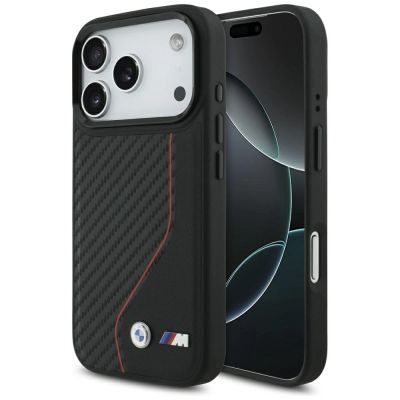 BMW M Carbon Line & Logo MagSafe Case für iPhone 17 Pro – Rot