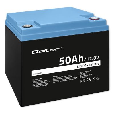 QOLTEC LiFePO4 Lithium-Eisenphosphat-Batterie | 12,8 V | 50 Ah | 640 Wh | BMS