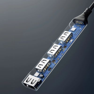 7. Dudao HUB 4in1 USB-C - 4x USB-A (3 x USB2.0 / USB3.0) 6,3cm schwarz (A16T)