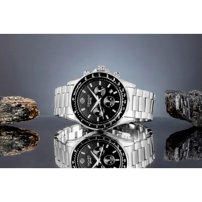 5. Giewont Herrenuhr Chronograph Saphir Silber Schwarz GW3520-B2