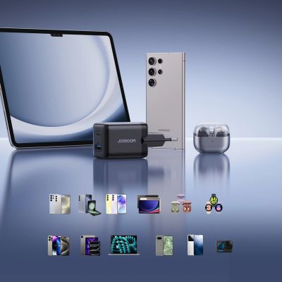 13. Joyroom JR-TG8 GaN 45W USB-C + USB-A Wandladegerät – Schwarz