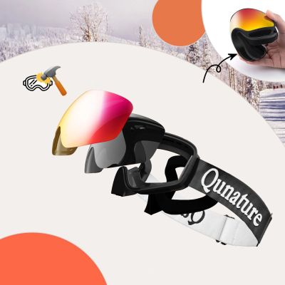 3. Qunature Black Kinder-Skibrille (Größe M/L) - Schwarz