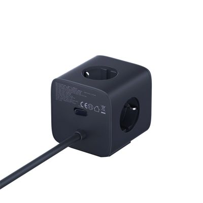 4. Baseus EnerFill FA11 67W Steckdosenleiste, USB-A + USB-C Würfel + 3 x EU-Steckdose 1,5m - Schwarz