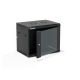 19" 9U 600x450 Wandschrank (optional zweiteilig), einflügelige Glastür, abnehmbare Rückwand, abnehmbare Seitenwände, abschließbar, 4 Träger, schwarz, zur Selbstmontage – Flatpack, ALANTEC