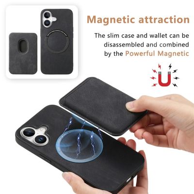 8. iPhone 17 Hülle aus Kunstleder mit abnehmbarem, MagSafe-kompatiblem Kartenhalter – Schwarz